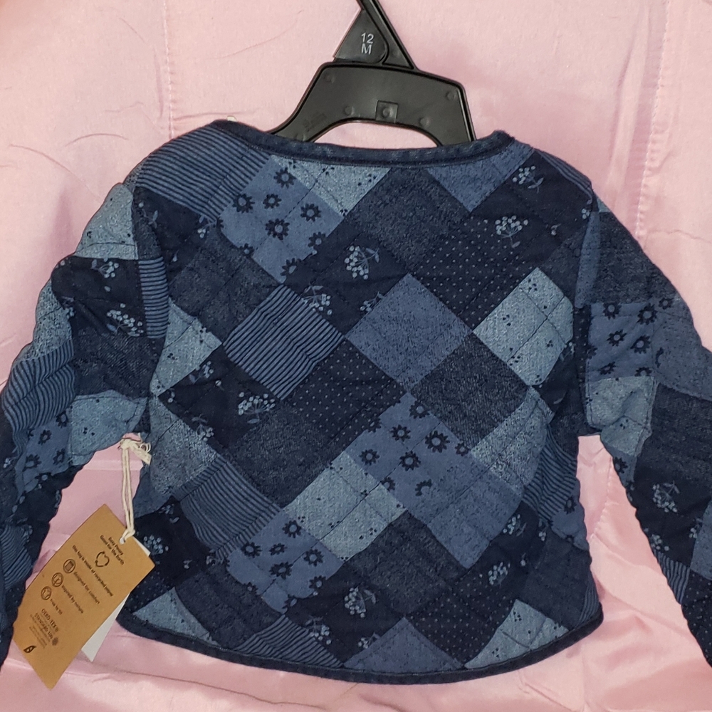 EASY PEASY QUILTED JACKET SIZE 12 MONTHS JEAN PATCH LOOK REAL POCKETS - Picture 2 of 2